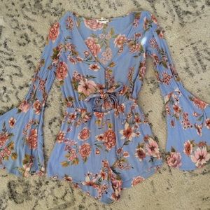 Billabong Blue floral belle sleeved romper